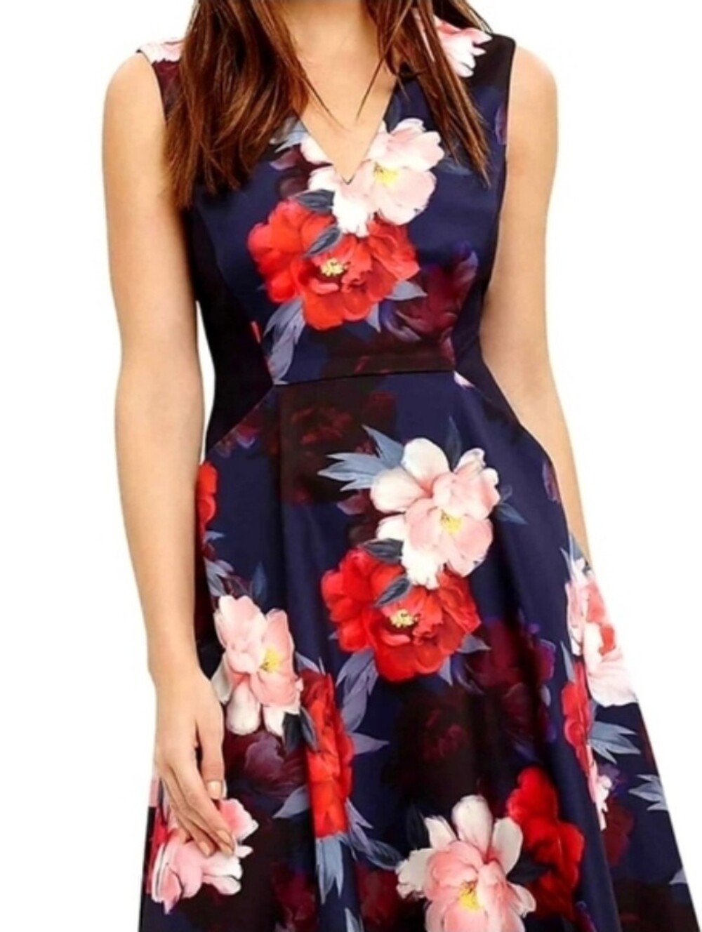 NWT! Phase Eight Elba Floral Fit & Flare Dress, Navy Sz 6, Has Pockets